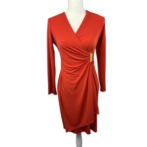 Chaps Wrap Dress, 4P, dressy, office, party, formal, cocktail, metal, elegant